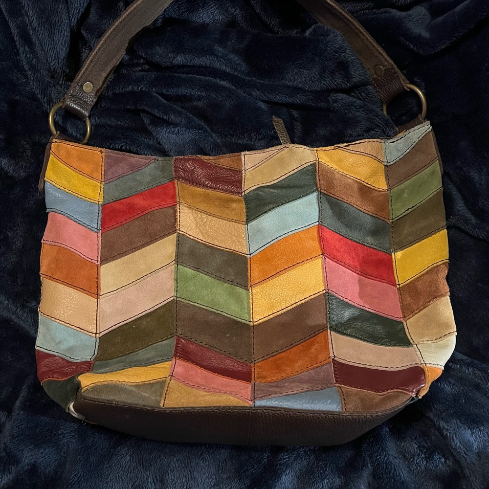 Multicolor Patchwork Leather Shoulder Bag